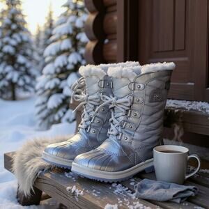 Girls Sorel Size 4 Disney Frozen Il Waterproof Snow Silver Boots.